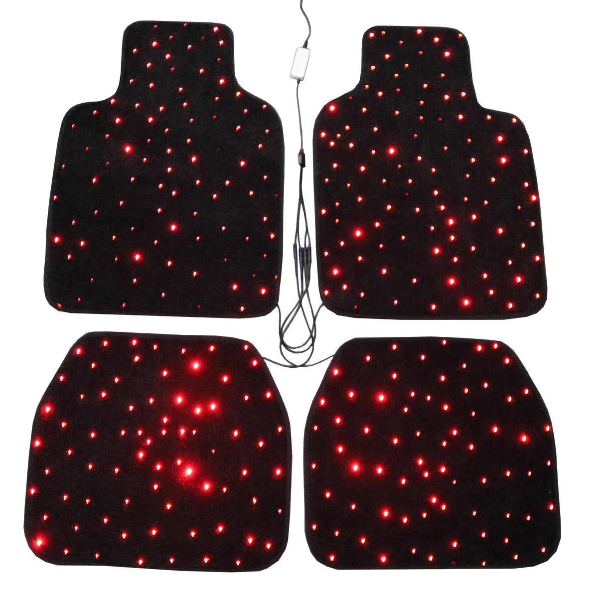 Fibre optic starlight car floor mats lit in the footwell