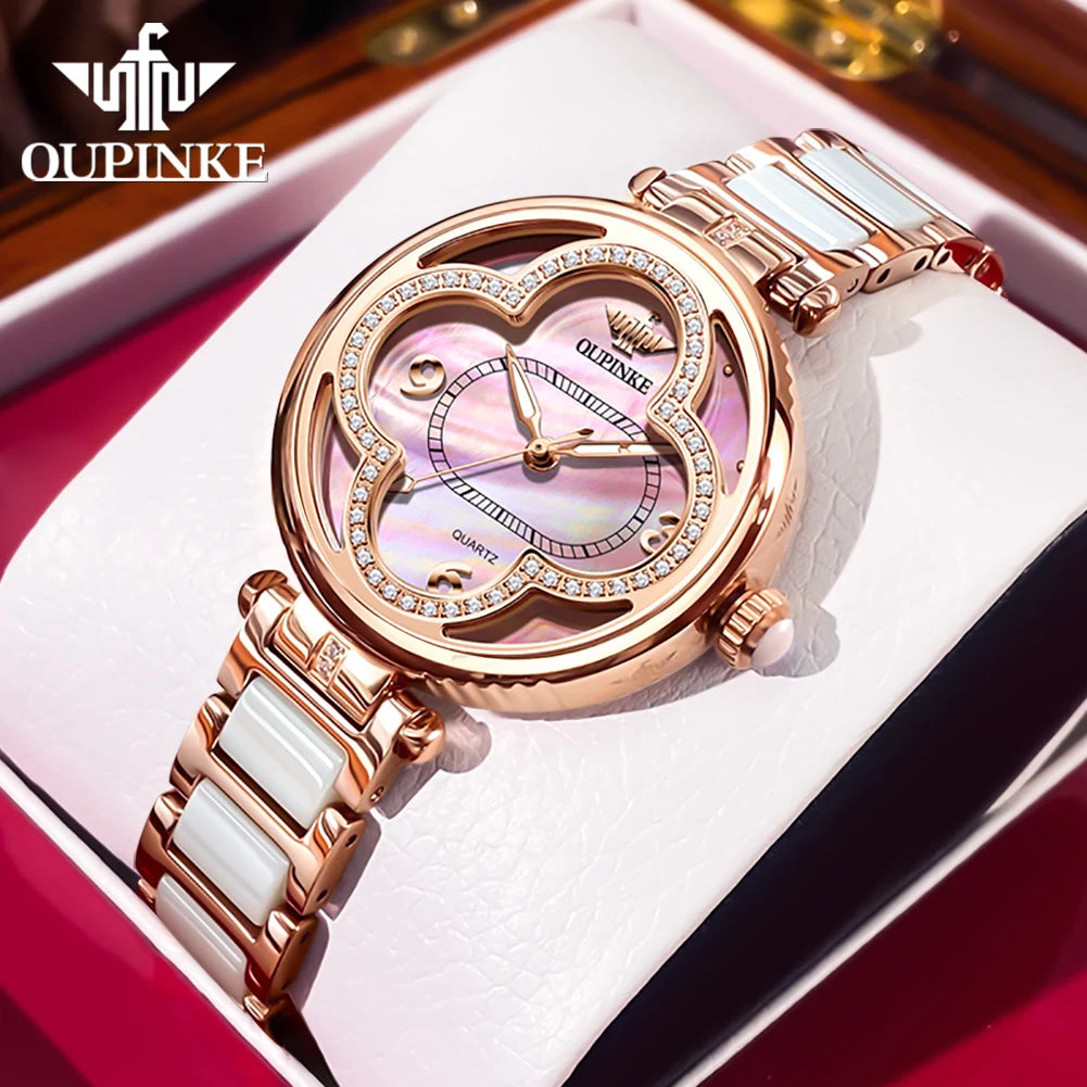 OUPINKE Women's Ceramic Watch — Quartz, 50 m Water Resistant — product image 7