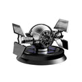 Solar powered turbine car air freshener on a dashboard