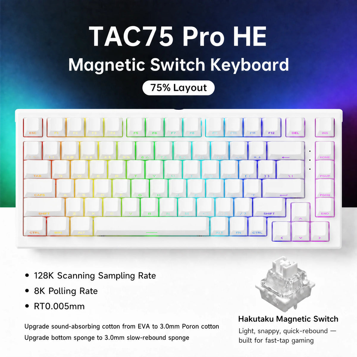 AKKO TAC75 HE Magnetic Switch Keyboard — 75%, 8K RGB, Wired — product image 11