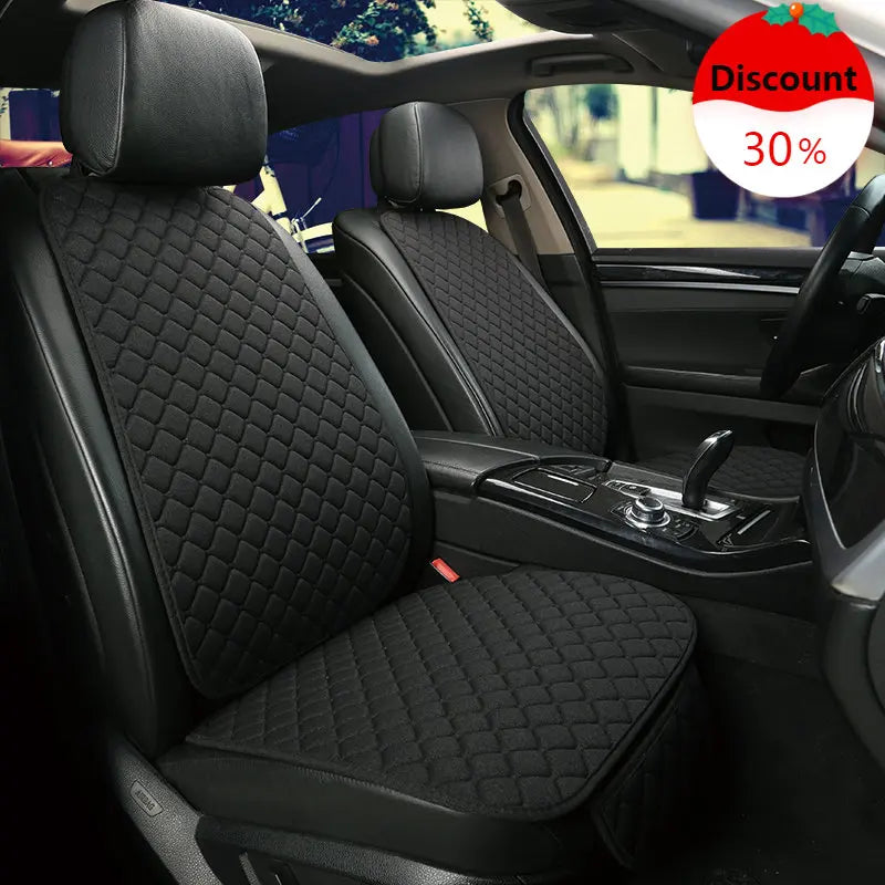 Breathable flax linen car seat covers fitted to front seats