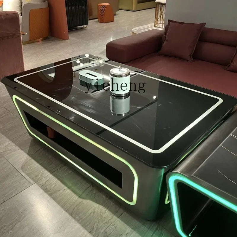 Luminous Abyss Coffee Table — Stainless Steel & Wood — product image 5