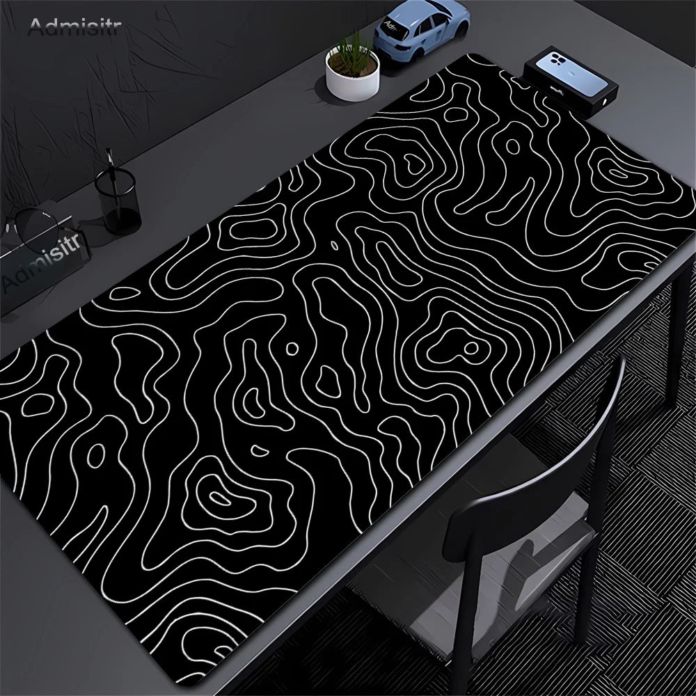 Black and White Strata Desk Mat — Large Non-Slip Mouse Pad — product image 2