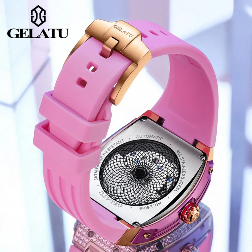 Women's Automatic Skeleton Watch — Moonphase, Silicone Strap — product image 5