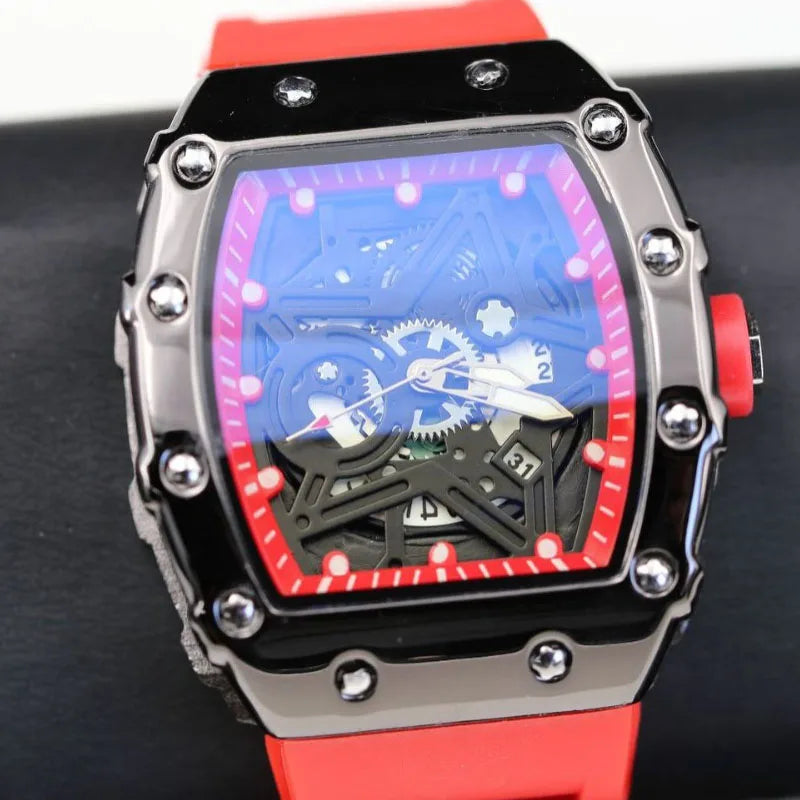 Luminous Tonneau Quartz Watch — Pentagram Dial, Silicone Strap — product image 4