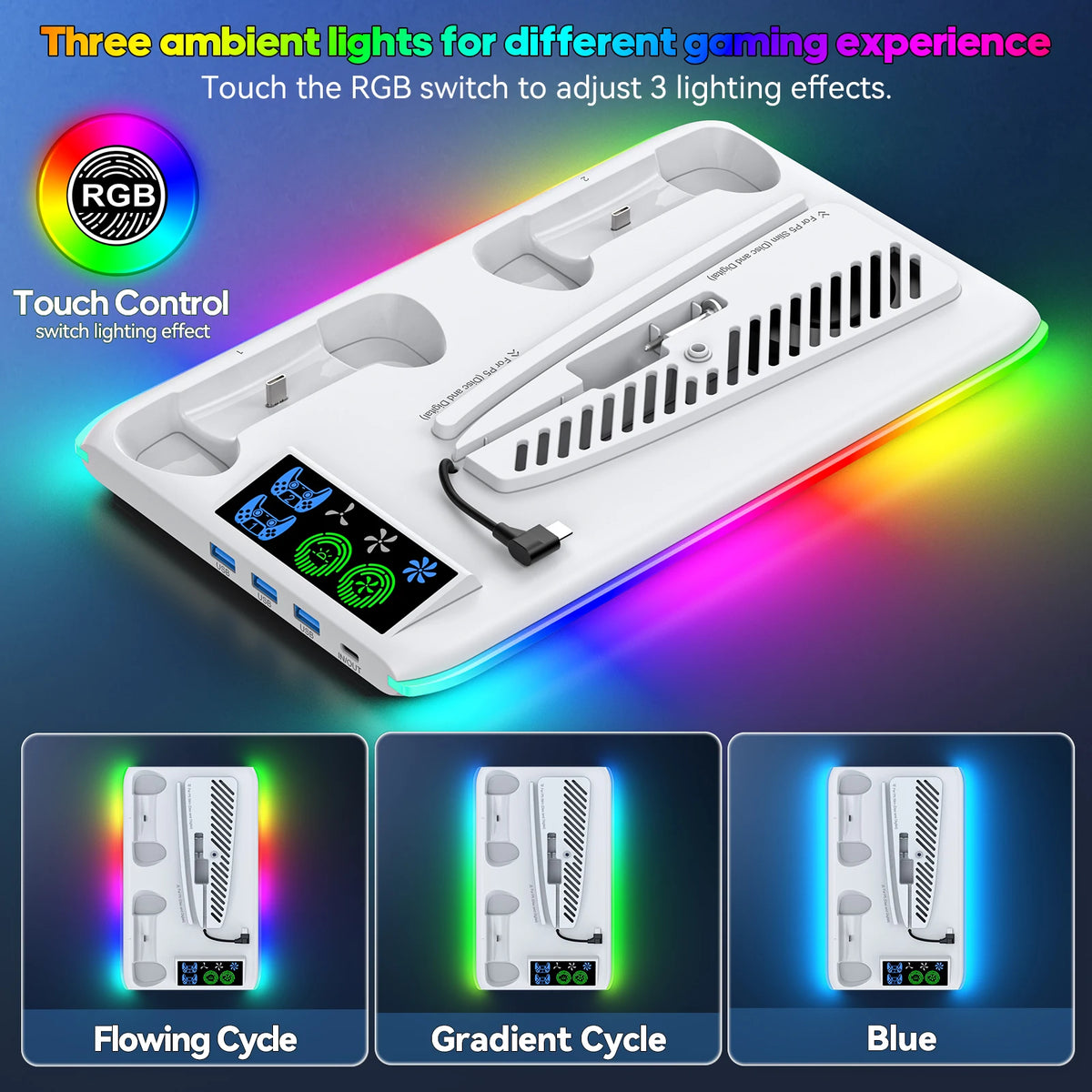 PS5 Stand with Cooling Fan — RGB Base for Slim & Pro — product image 2