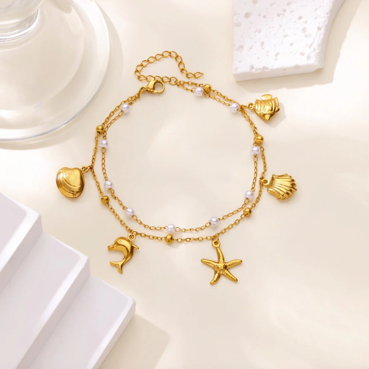 Gold-Tone Pearl and Chain Anklet — product image 28