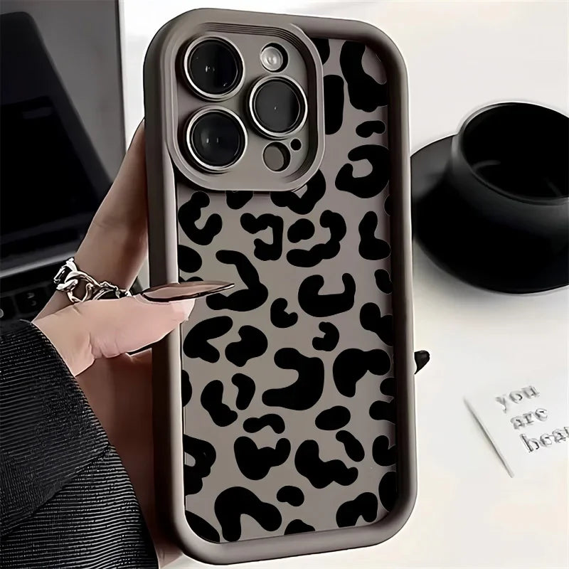 Silicone Phone Case — Black Leopard Print, iPhone 7–17 — product image 5