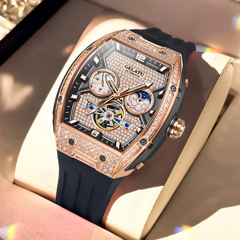 Women's Automatic Skeleton Watch — Moonphase, Silicone Strap — product image 7
