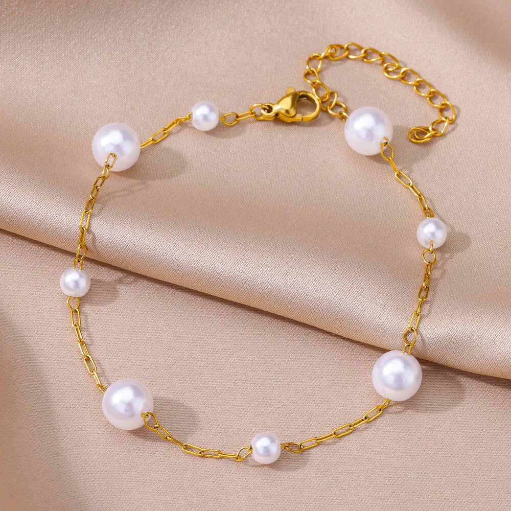 Gold-Tone Pearl and Chain Anklet — product image 11