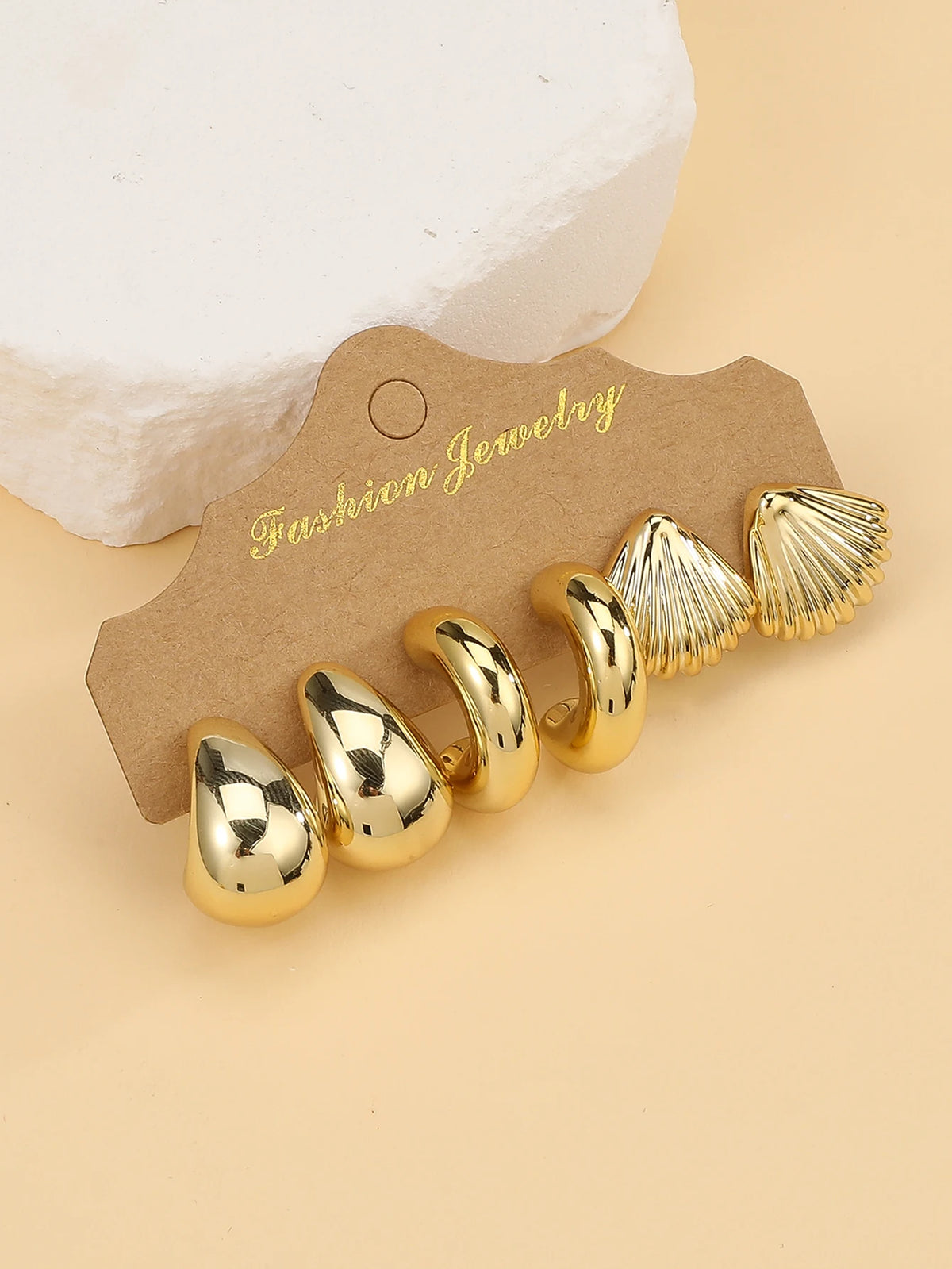 Stud Earrings Set — Starfish, Shell & Water Drop, 3–9 Pairs — product image 3