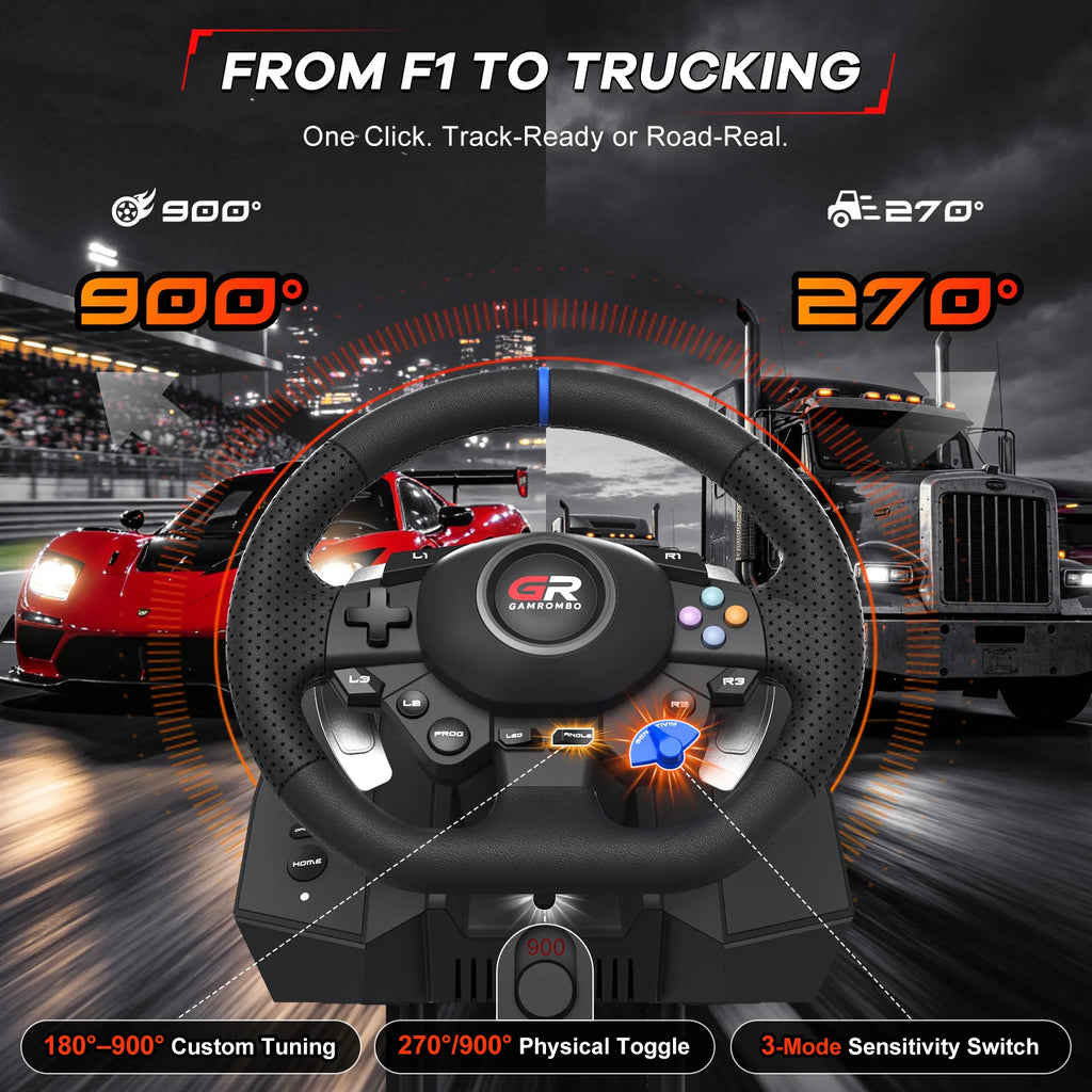 F127 Racing Wheel — 270°/900°, PS5, PS4 & PC, 3 Pedals — product image 4