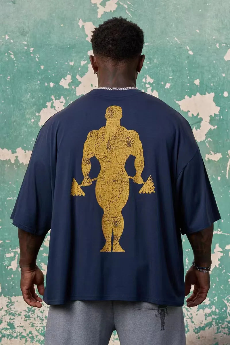 Oversized Cracked Print Gym T-Shirt
