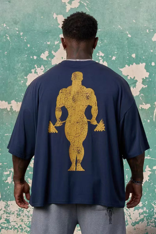 Oversized Cracked Print Gym T-Shirt