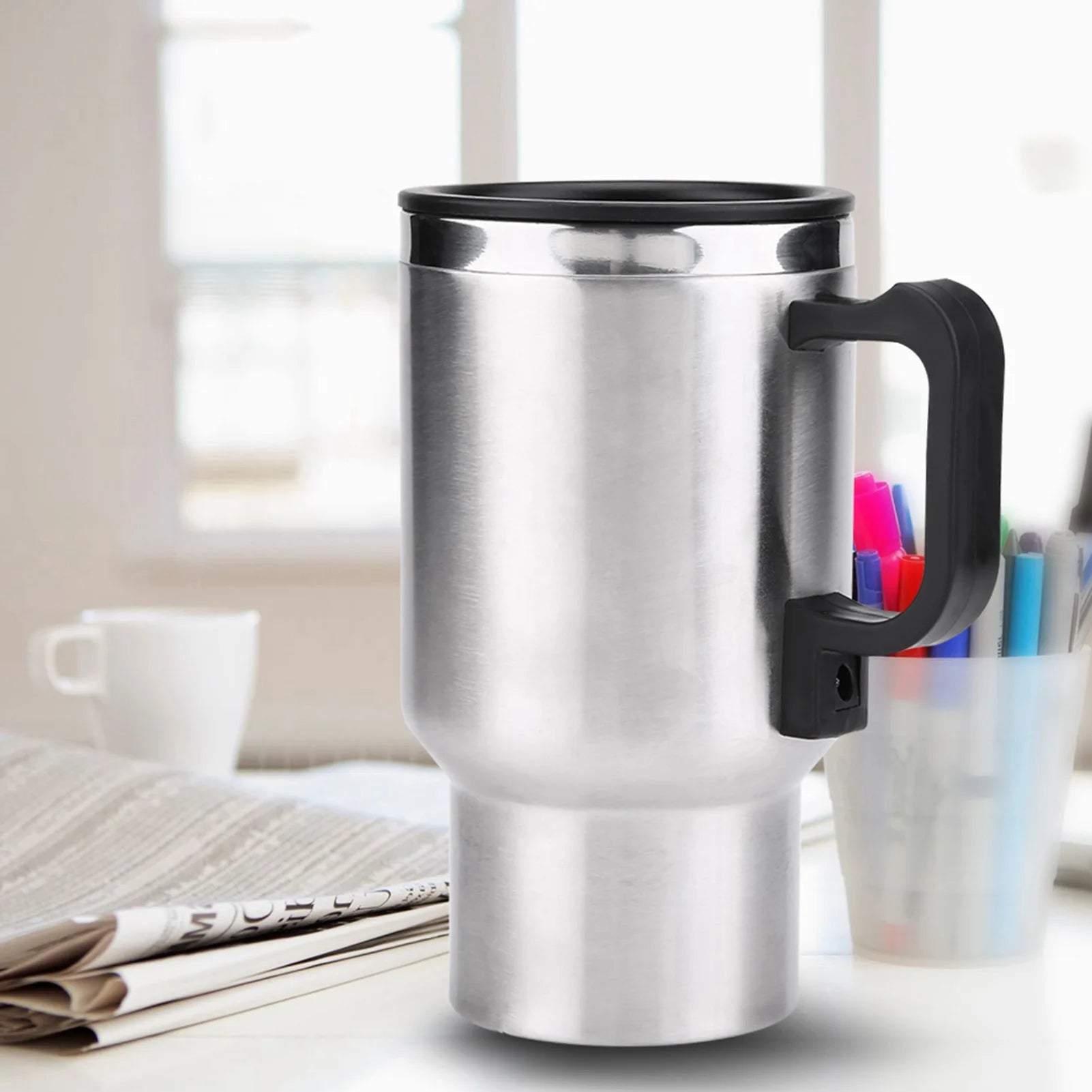 Self-Stirring Heated Travel Mug — 12V, 450 ml Stainless Steel — product image 3