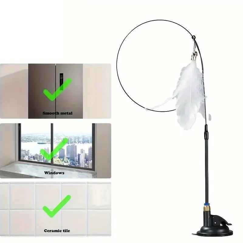 Cat Teaser Wand — Feather & Bell, Suction Cup Pole — product image 10