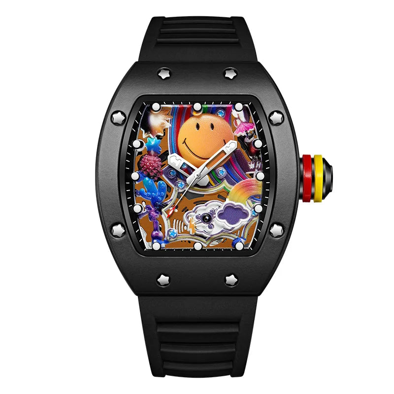 KIMSDUN Barrel-Case Quartz Watch — Hollow Dial, Silicone Strap — product image 4