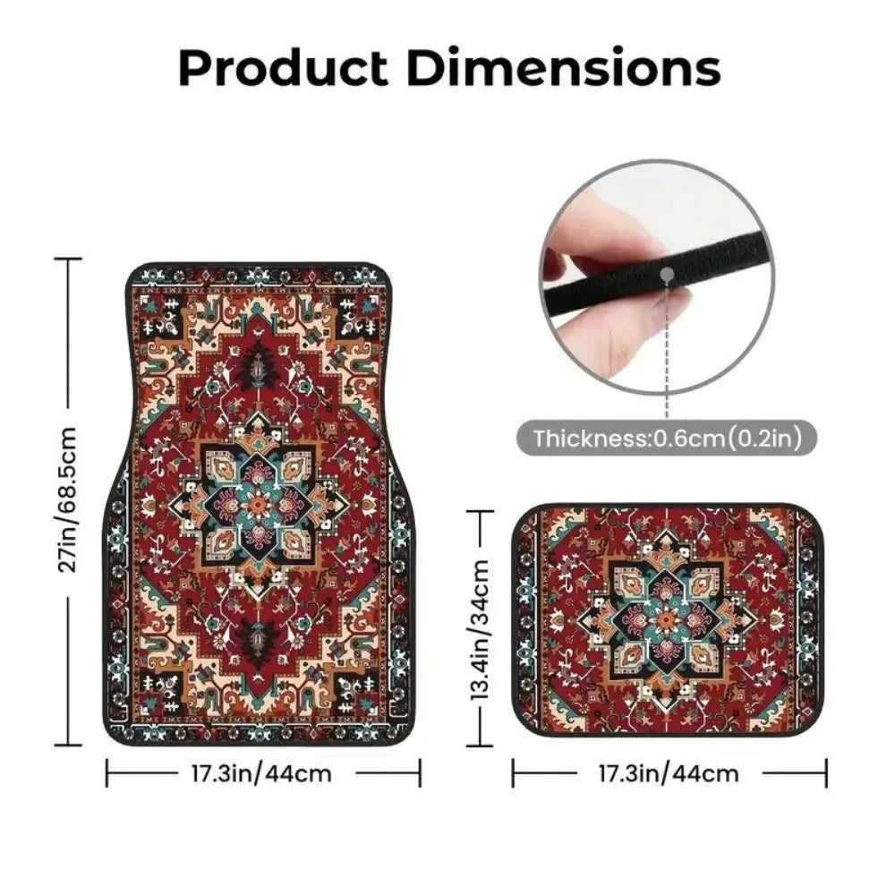 Bohemian Car Floor Mats — Anti-Slip Persian Pattern, 4 Piece — product image 5
