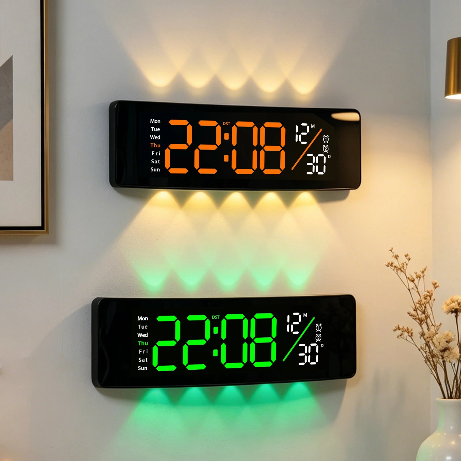 LED Digital Wall Clock — Date, Two Alarms, Ambient Light — product image 4