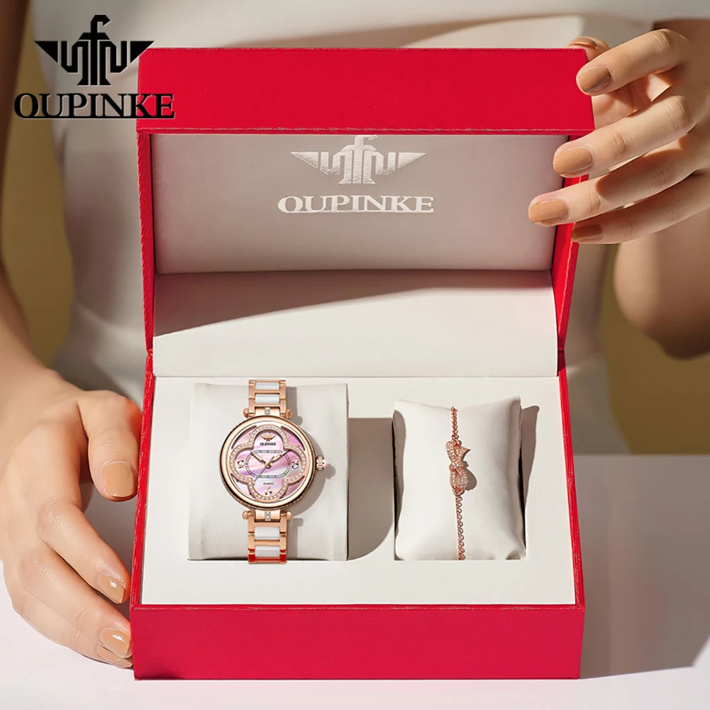 OUPINKE Women's Ceramic Watch — Quartz, 50 m Water Resistant — product image 3