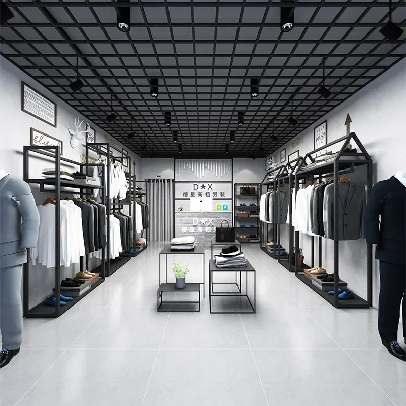 Double-Layer Clothing Display Rack — Metal, Black — product image 3