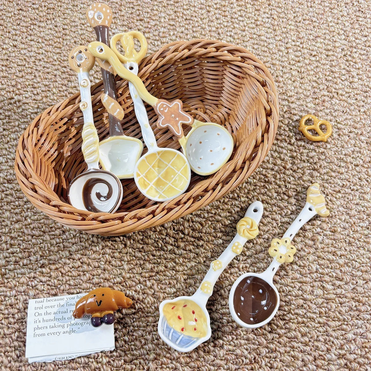 Ceramic Long-Handled Spoon — Bread & Biscuit Design — product image 5