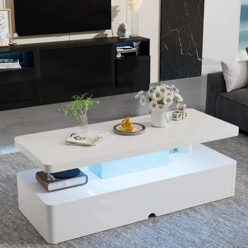 Double-Layer Coffee Table with 16-Colour LED Lights — product image 6