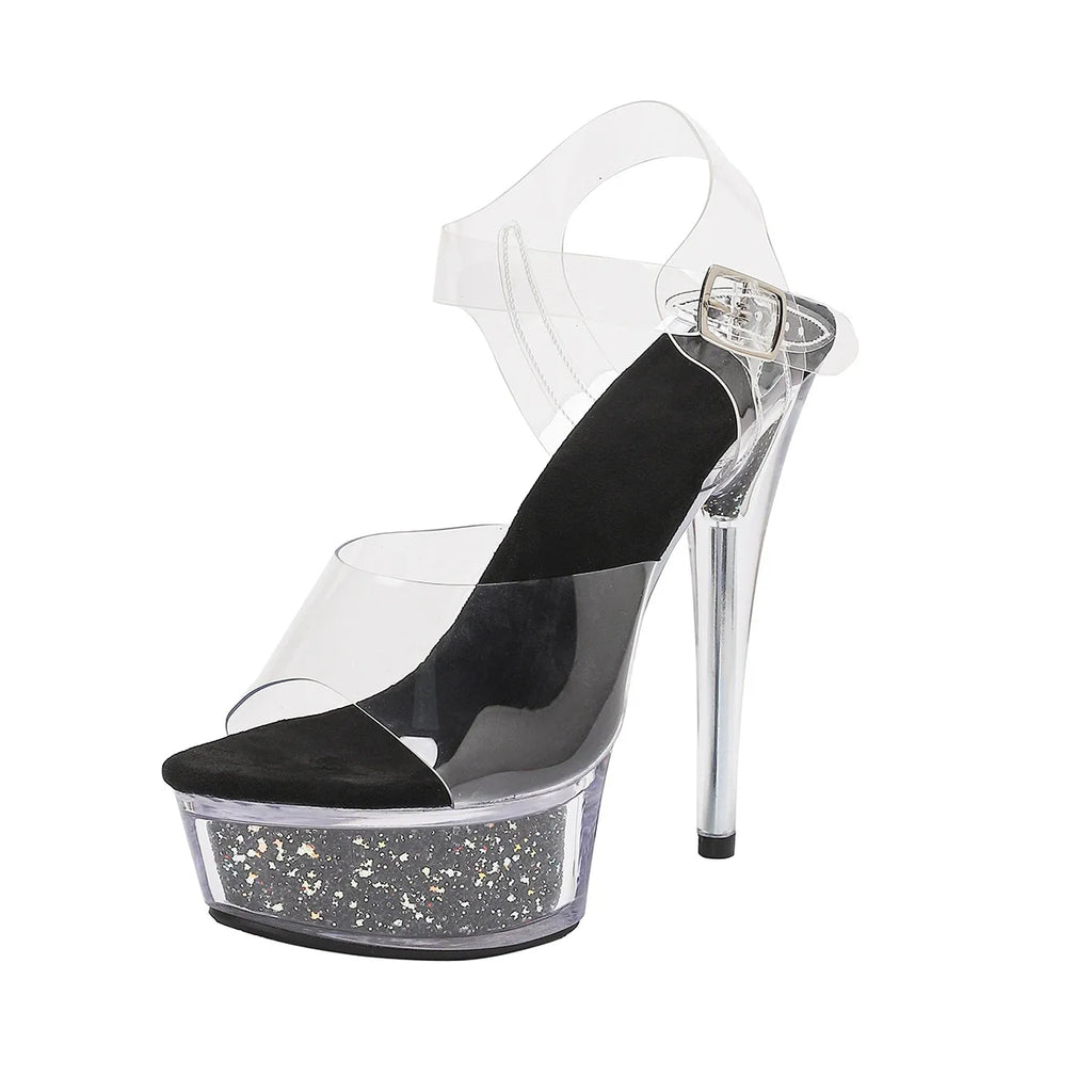Glitter Platform High Heel Sandals — Clear PVC, 15 cm — product image 6