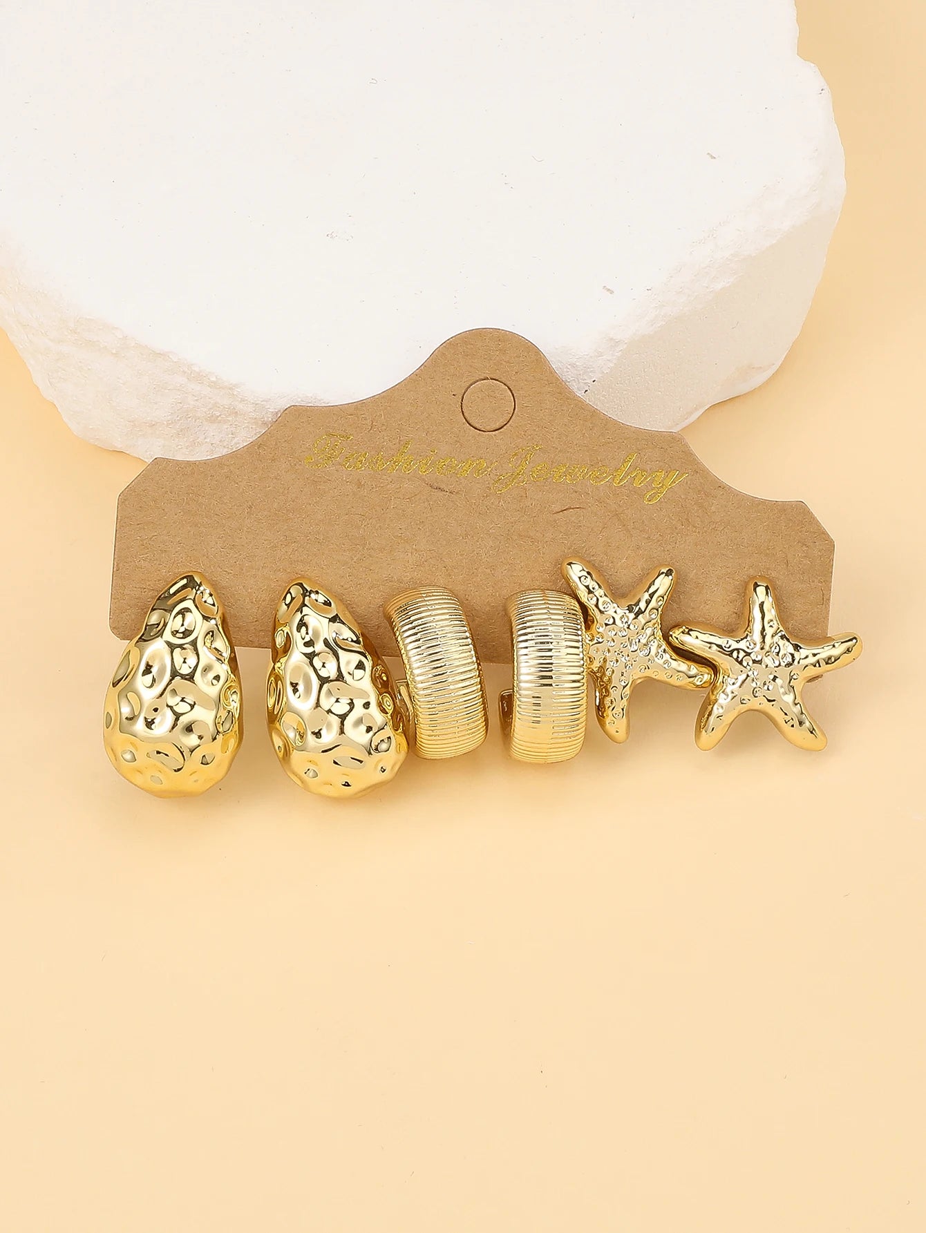 Stud Earrings Set — Starfish, Shell & Water Drop, 3–9 Pairs — product image 4