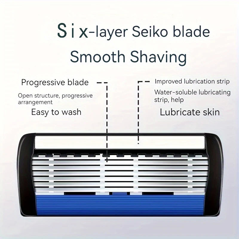 6-Layer Safety Razor — Handle with Blade Refills — product image 4