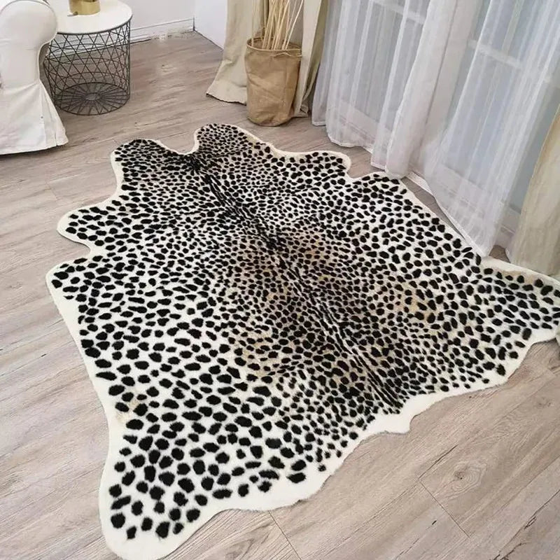Faux animal print bedside rug