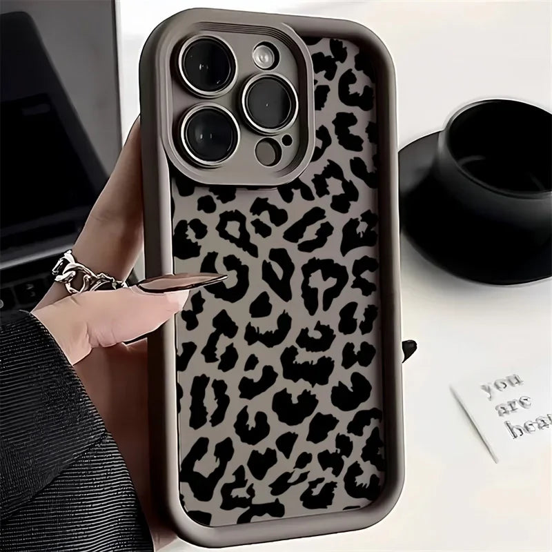 Silicone Phone Case — Black Leopard Print, iPhone 7–17 — product image 10