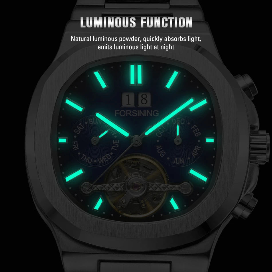Forsining Military Automatic Watch — Skeleton Dial, Day & Date — product image 2