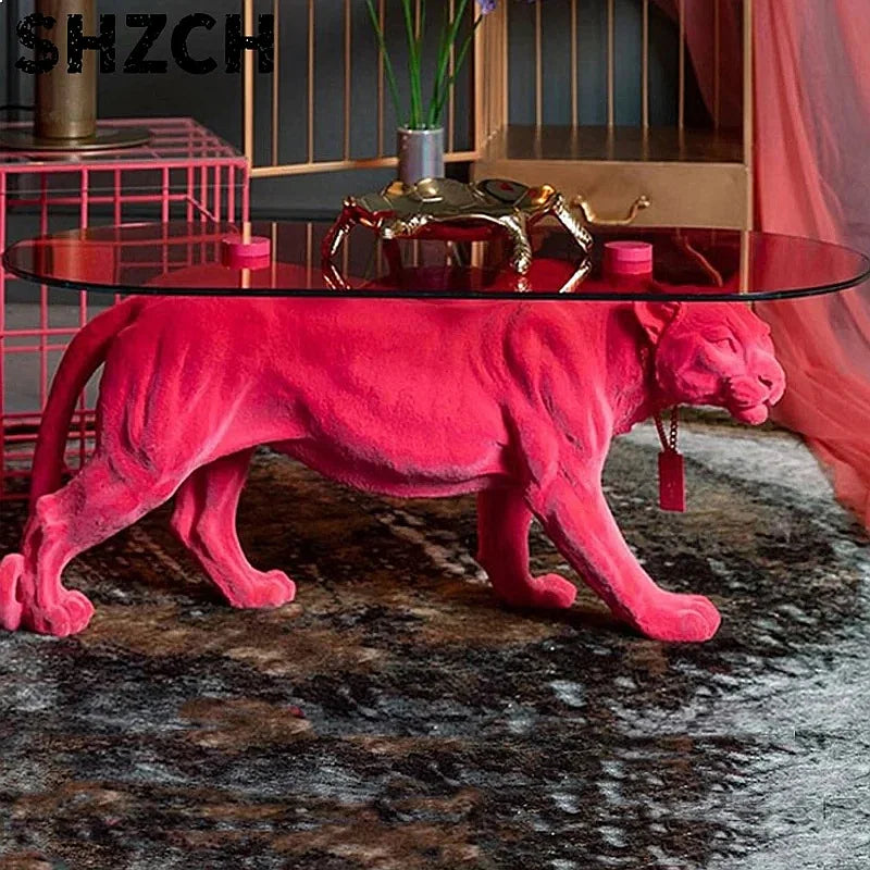 Leopard Resin Sculpture Side Table — Living Room Decor — product image 2