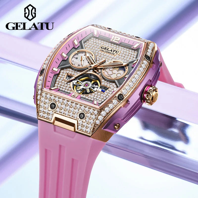 Women's Automatic Skeleton Watch — Moonphase, Silicone Strap — product image 2
