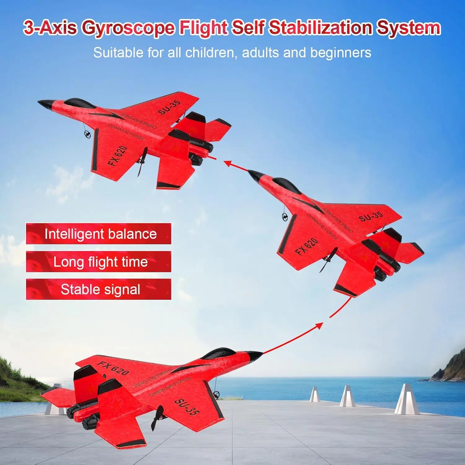 Remote Control Airplane SU35 RC Plane Foam Aircraft with LED Light 2.4G Radio Control EPP Fighter Glider — product image 3