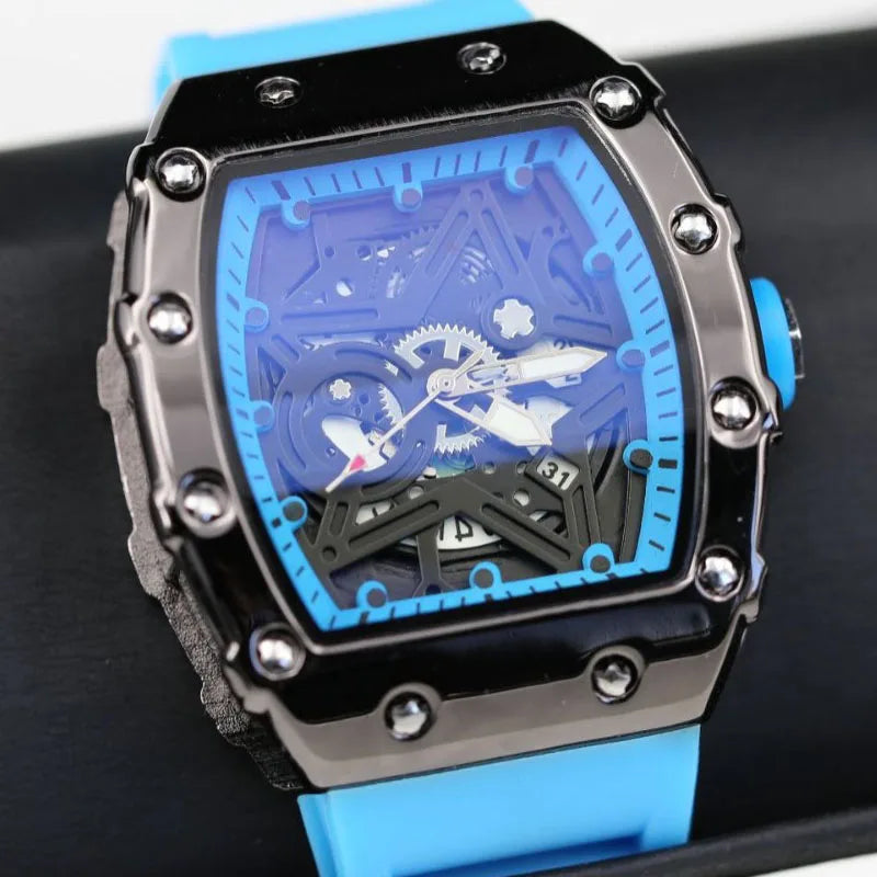 Luminous Tonneau Quartz Watch — Pentagram Dial, Silicone Strap — product image 5