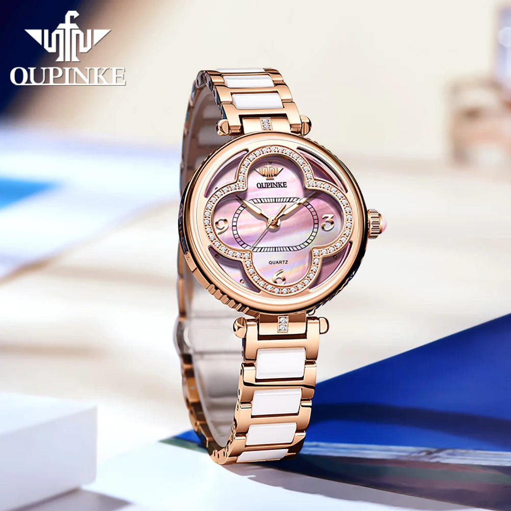 Women's quartz dress watch with steel bracelet