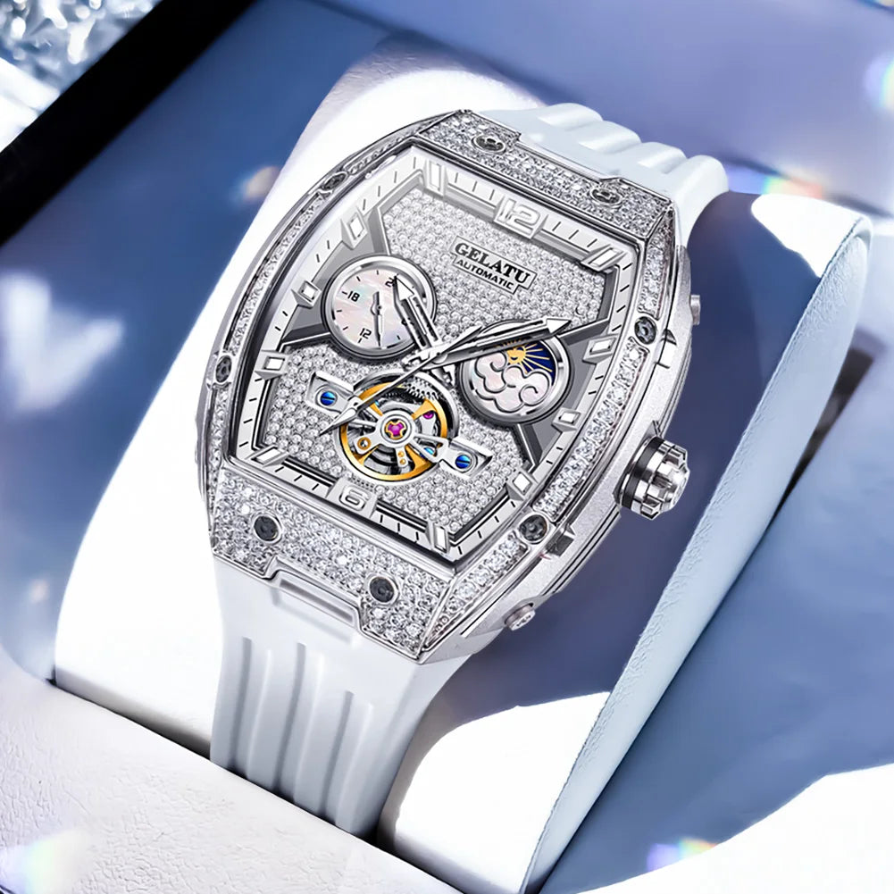 Women's Automatic Skeleton Watch — Moonphase, Silicone Strap — product image 9