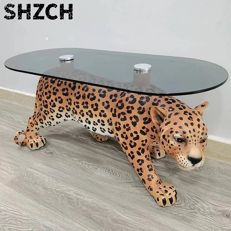 Leopard resin sculpture side table