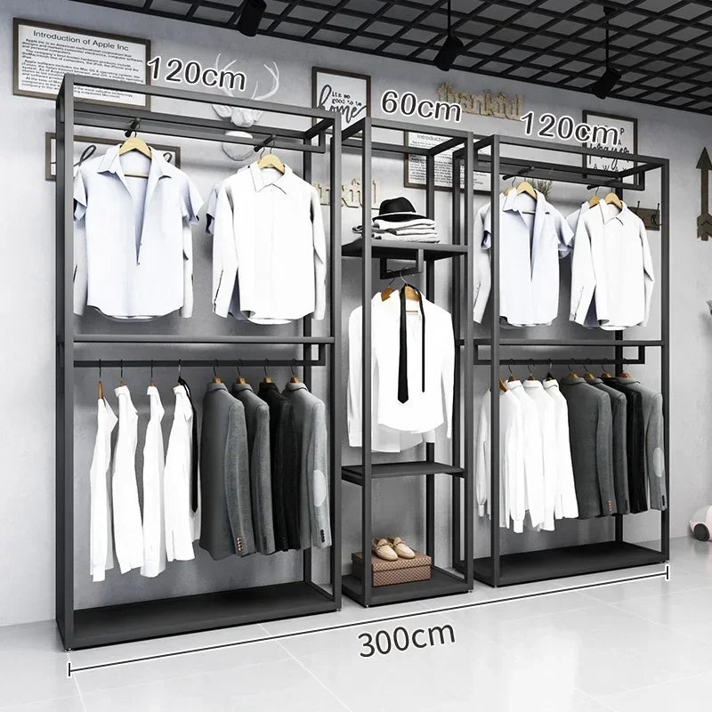 Double-Layer Clothing Display Rack — Metal, Black — product image 11