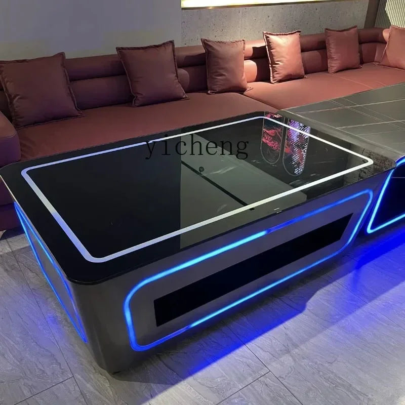 Stainless steel coffee table with luminous panel