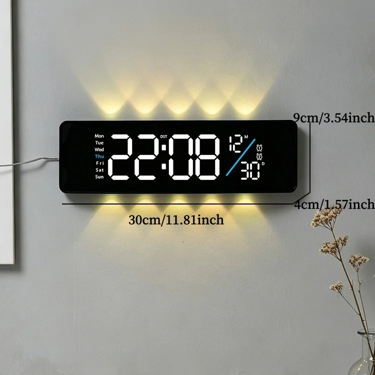 LED Digital Wall Clock — Date, Two Alarms, Ambient Light — product image 2