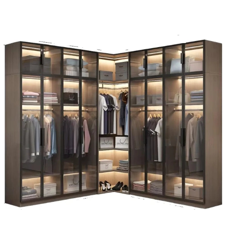 Modern Glass & Wood Wardrobe — Bedroom Clothes Closet — product image 4