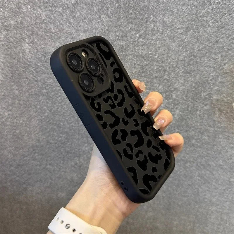 Silicone Phone Case — Black Leopard Print, iPhone 7–17 — product image 2