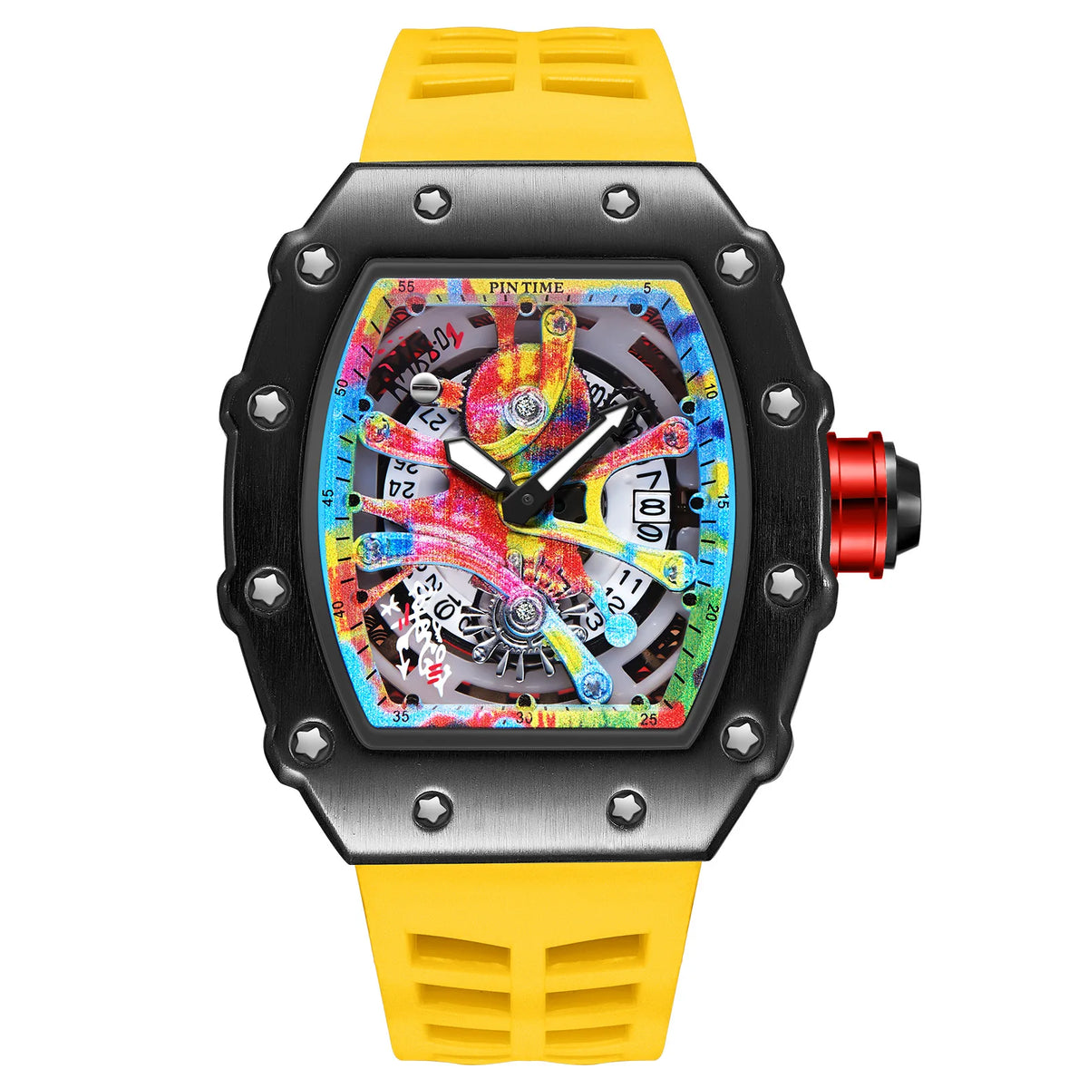 Tonneau Multifunction Quartz Watch — Graffiti Dial, Auto Date — product image 7