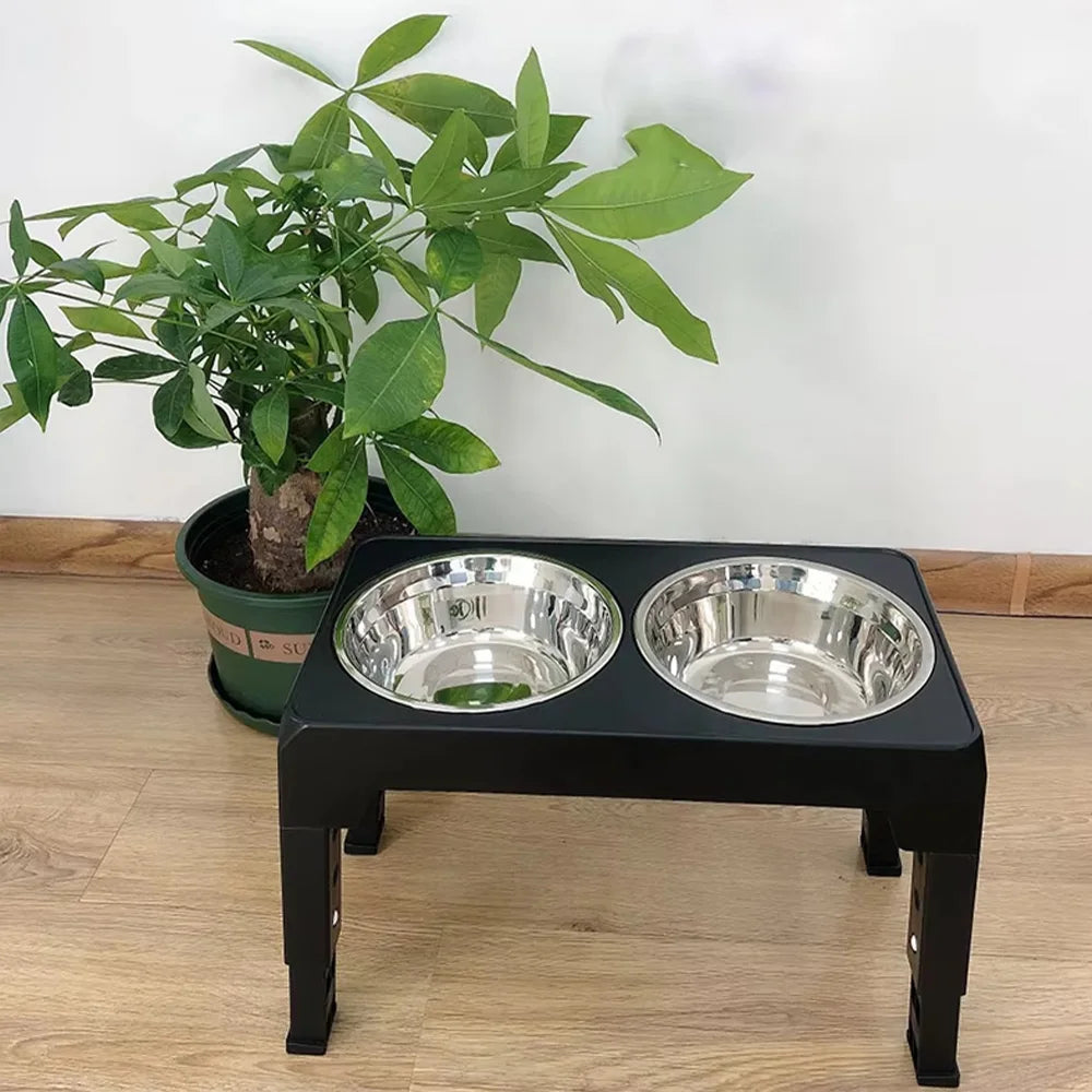 Elevated Dog Bowl Stand — Adjustable Height, Twin Steel Bowls — product image 4