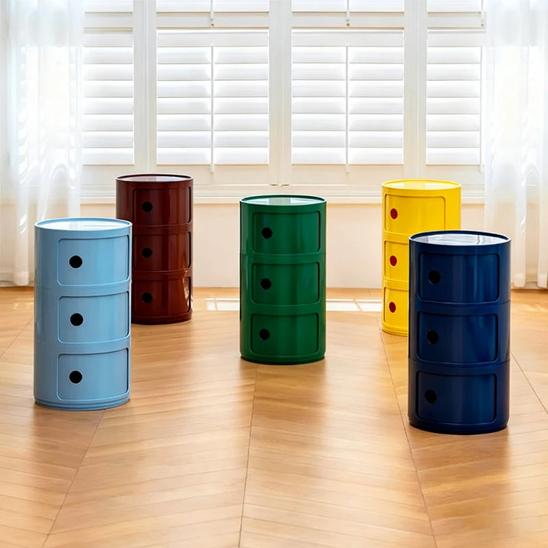 Plastic Nightstand — 5-Drawer Bedside Storage Table