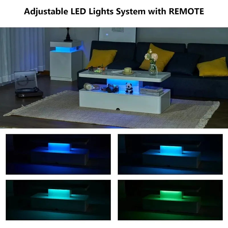 Double-Layer Coffee Table with 16-Colour LED Lights — product image 5