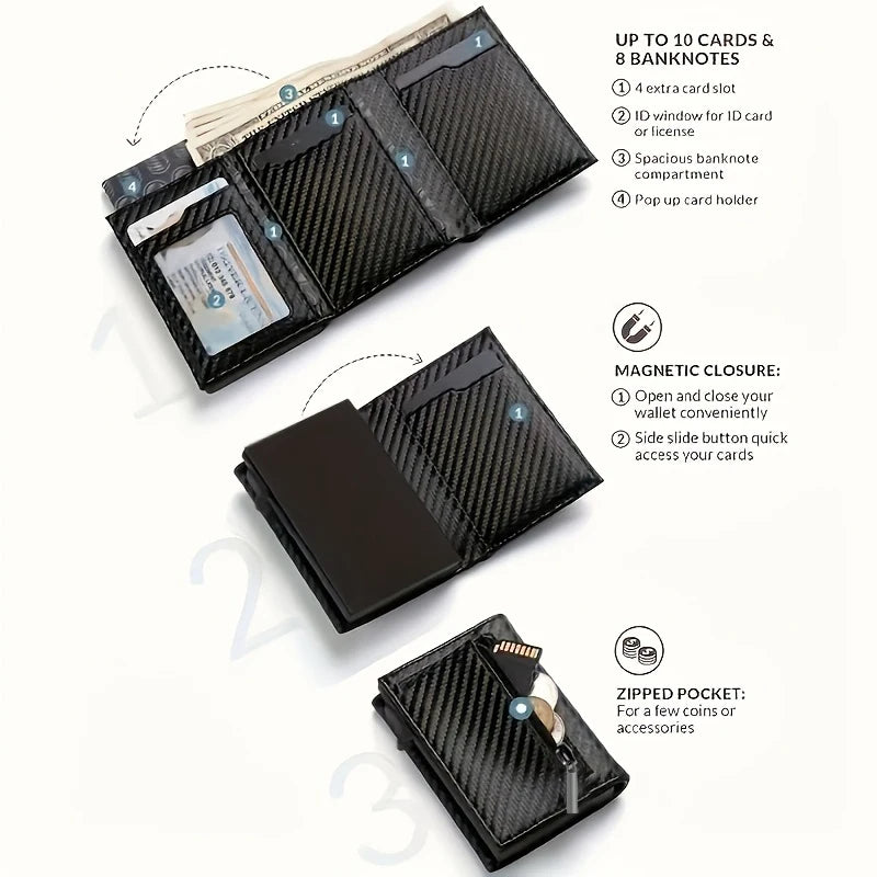 Pop-Up Card Holder Wallet — RFID Blocking, with Zip Coin Pocket — product image 3